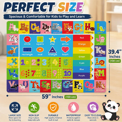 ABC Carpet,Kids Carpet for Playroom, Classroom Floor Play Mat for Kids,Preschool Rugs wtih ABC, Numbers, Animals, Extra Large Thick (59X39.4 Inch)