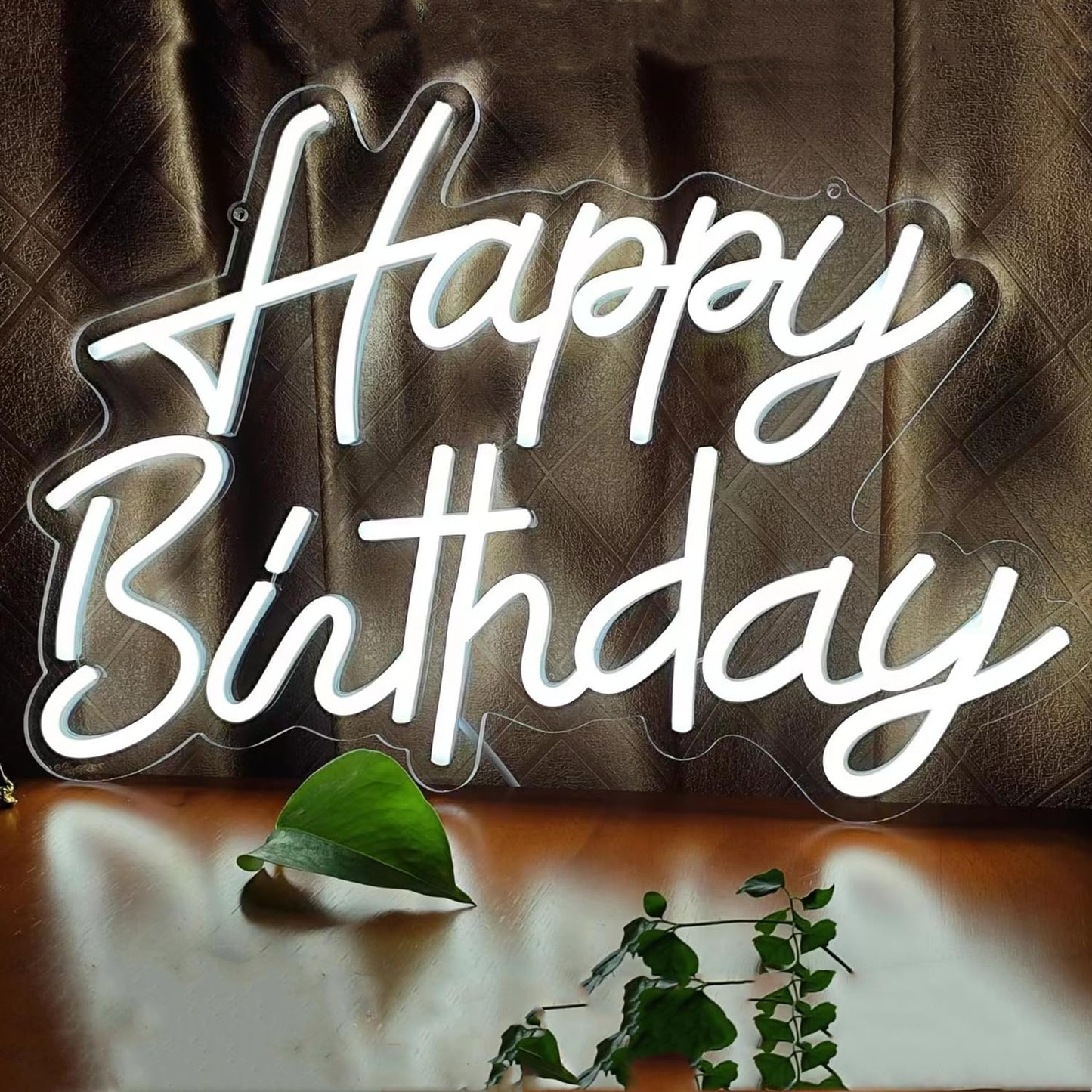 Dimmable and Reusable Neon Happy Birthday Sign for Birthday Party Wall Decoration,LED USB Happy Birthday Light up Neon Sign for Backdrop All Birthday Party Decoration, Cool White16.5x11in