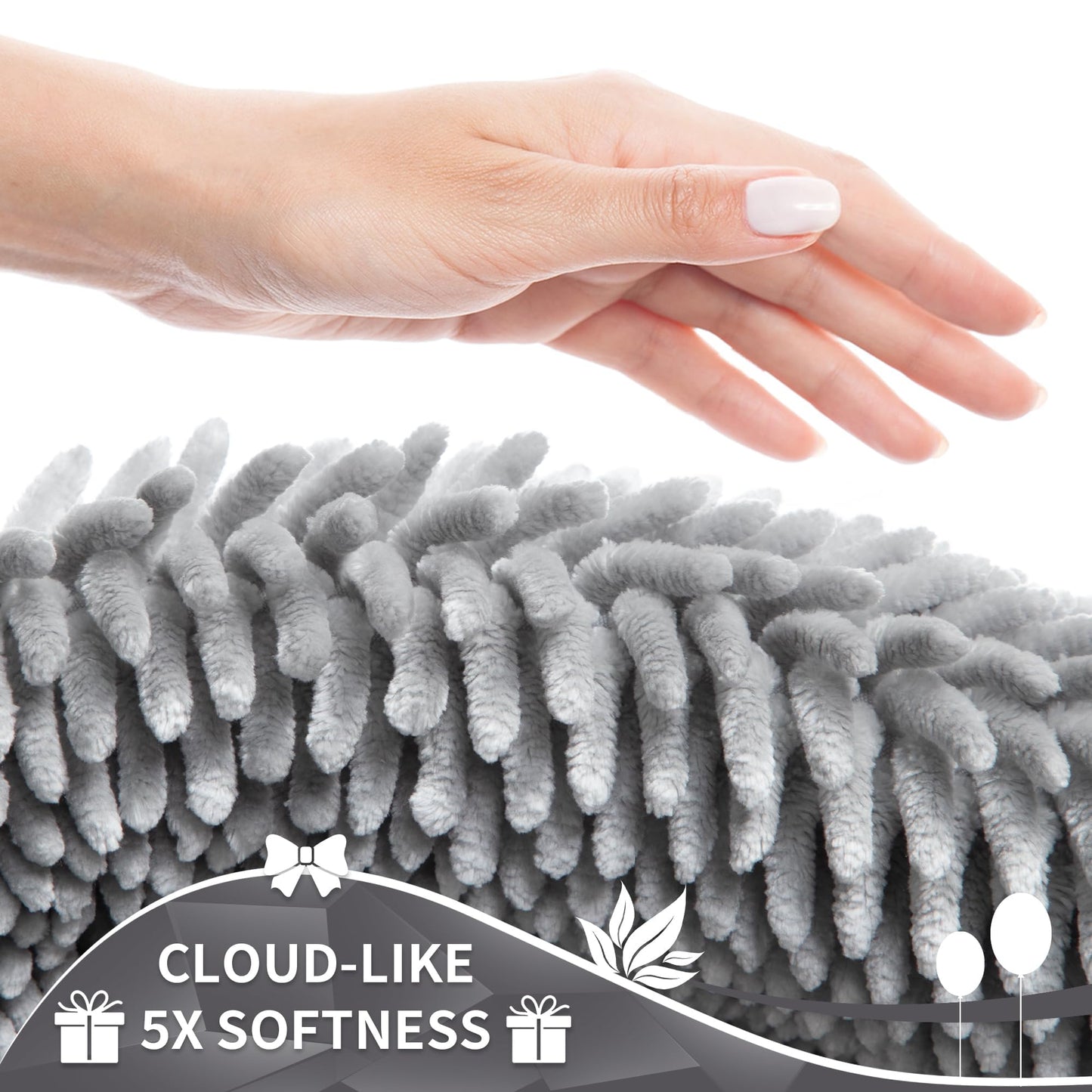 Yimobra Large Bathroom Rug Non Slip 36x24 Inch, Extra Thick Soft Absorbent Chenille Bath Mat, Machine Washable Bath Rugs for Bathroom Floor, Tub and Shower, Home Decor Accessories, Light Grey