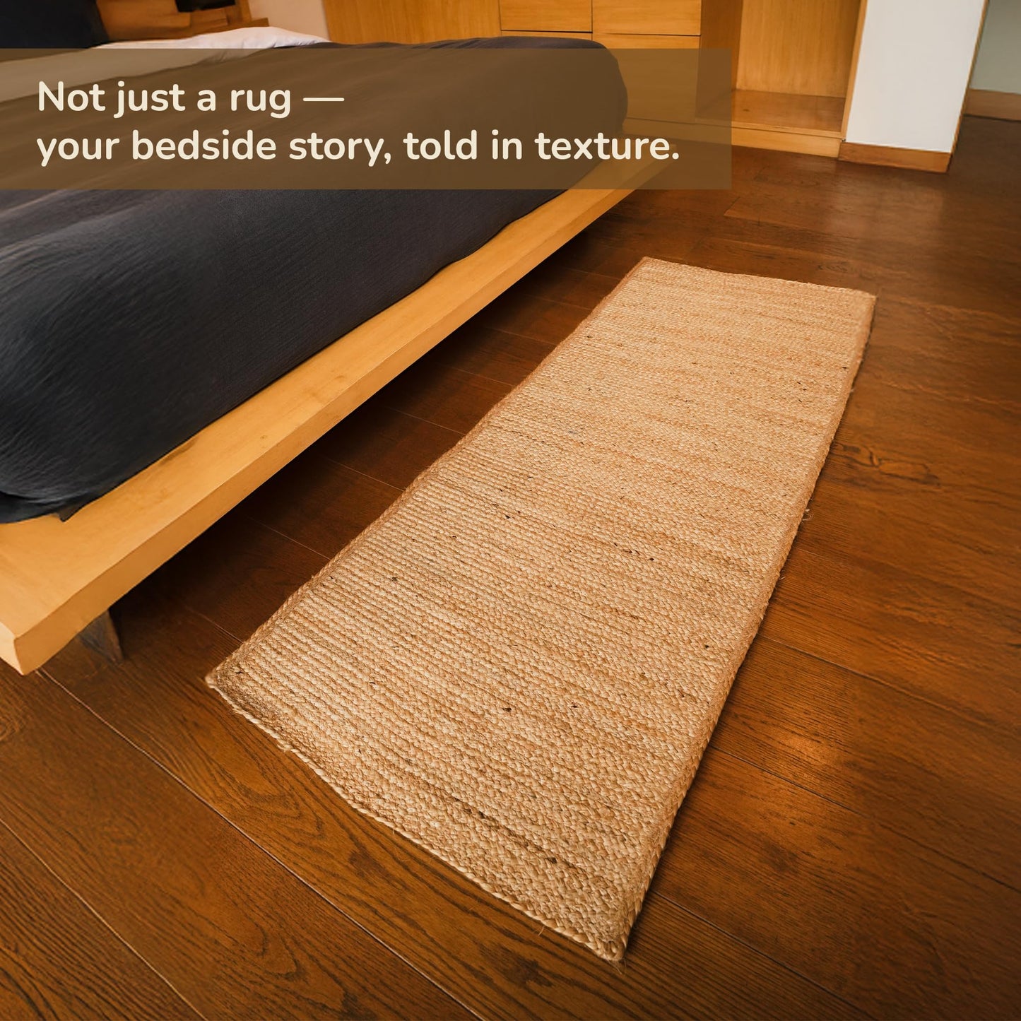 Eco Living Jute Runner Rug 2x5, Handwoven Braided Jute Kitchen Runner Floor Carpet, Natural Jute Area Rug, Runners for Hallways, Kitchen, Entryway,Bedroom, Farmhouse Boho Indoor Outdoor Rug