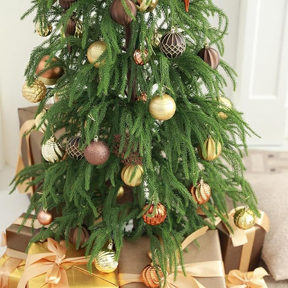 Christmas Tree Ornaments Decorations Set-116ct 1.18-6.5 Inch Assorted Copper Gold Shatterproof Decorative Hanging Christmas Ball Ornaments Bulk,Xmas Tree Tabletop Decorations for Holiday Decor