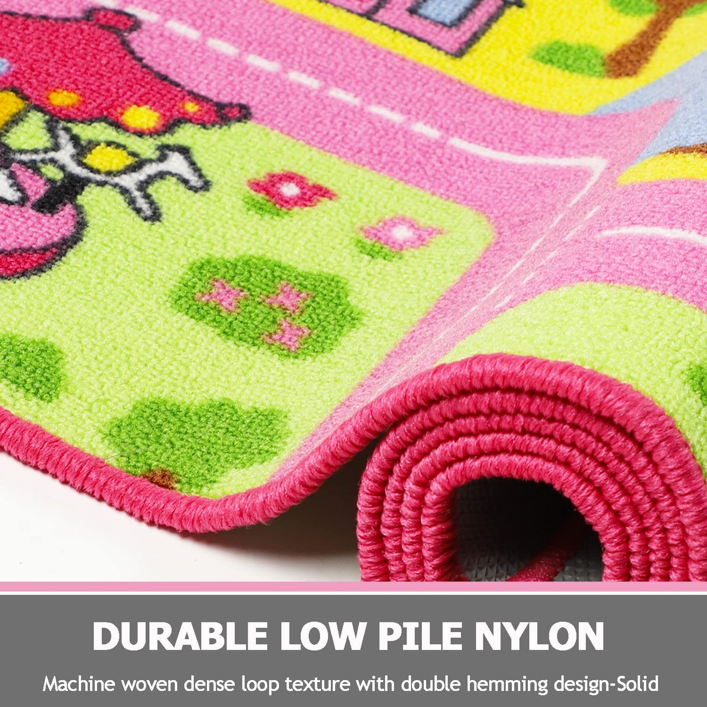 Capslpad Kids Play Rug 6.6x5.0 ft Large Size Kids Rug for Playroom Non Slip Washable Kid Car Road Carpet Educational Learning Area Rug Children Play Carpet for Bedroom,Classroom,Nursery Room Decor
