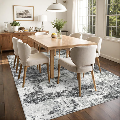 8x10 Area Rugs for Living Room: Abstract Washable Rug with Anti-Slip Backing Non-Shedding Stain-Resistant Soft Modern Large Carpet for Bedroom Dining Room Farmhouse Nursery Home Office Black