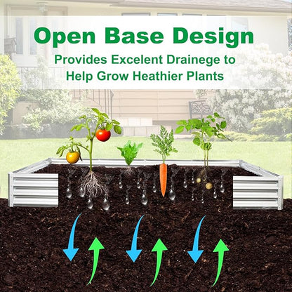 JERIA 8×4×1ft Raised Garden Bed with Support Rods,Galvanized Raised Garden Bed Kit Outdoor Metal Gardening Planter Box for Vegetable, Fruits, Flower