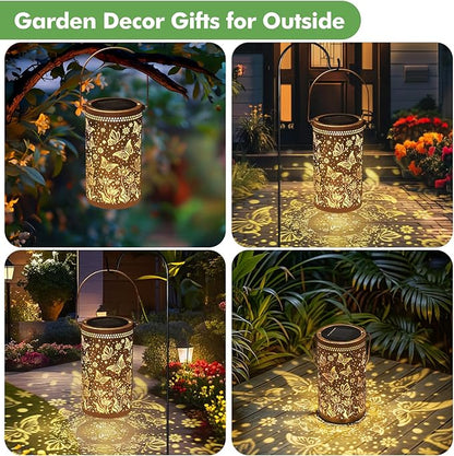 Fabuday Butterfly Solar Lantern Gift for Women - Outdoor Epiphyllum Lanterns Waterproof for Patio, Yard, Porch and Pathway, Hanging Outside Garden Decor with Solar Power Lights