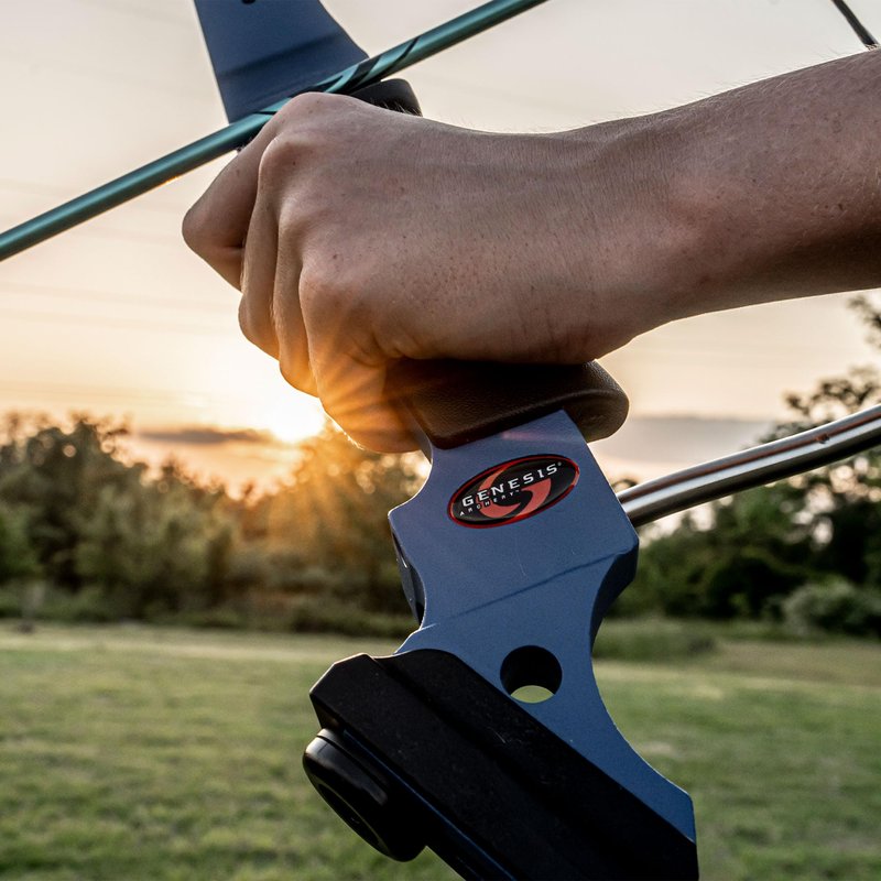 Genesis Original Compound Bow & Arrow Kit- Adjustable Riser, 15"-30" Draw Length, 10-20 lb Draw Weight, All Skill Levels, Draw Hand - Right, Pink