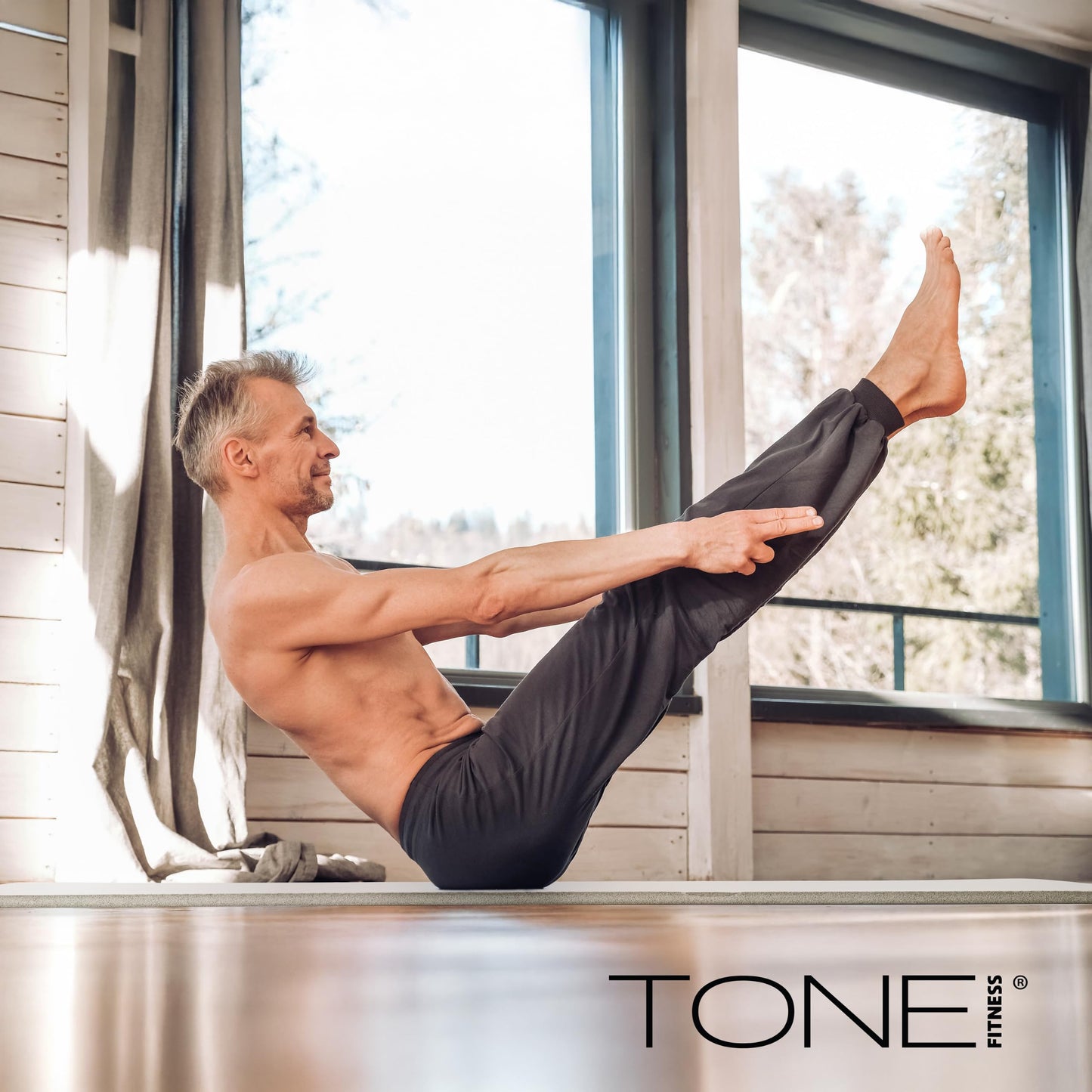 Tone Fitness Premium Extra Thick 1-Inch High Density Exercise Mat with Carry Strap – Non-Slip Workout, Pilates, and Yoga Mat for Home Gym - Color Teal - Diamond Pattern