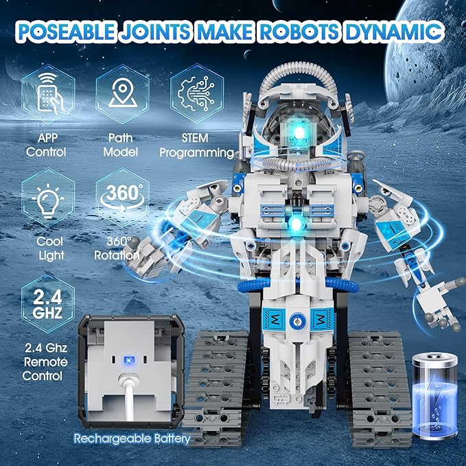 6 in 1 STEM Robot Building Kit 780 PCS APP &amp Remote Control Space Robot Toys for Kids Age 8-14+ Engineering Technic Coding Robotic Kit Educational Science Set Birthday Gift for Boys Girls
