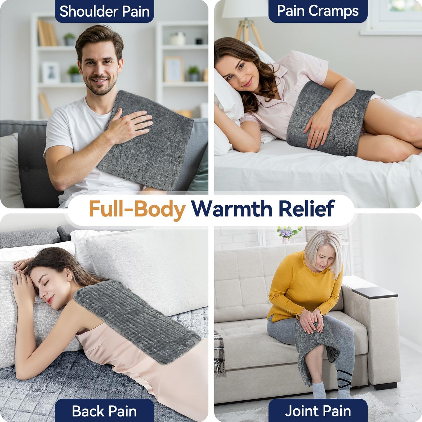 Extra Large Heating Pad for Back Pain Relief, 33"x17" Electric Heat Pad for Neck, Shoulders, Cramps, Menstrual Pain, 9 Heat Settings & 4 Auto-Off Timers, Soft Machine Wash Fabric, Gifts for Lover Gray