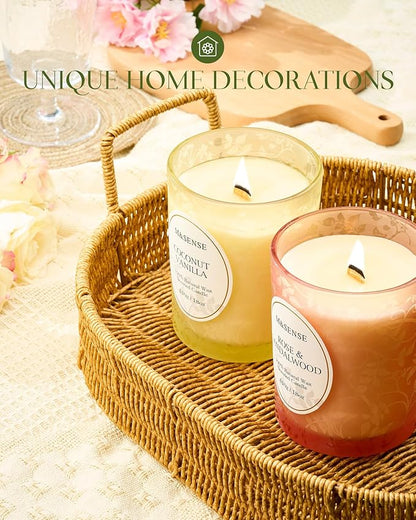 M&SENSE Eucalyptus Lavender Scented Candle, Cracking Wooden Wick Soy Wax, 18oz 100 Hours Long Lasting Clean Burn, Large Jar Candles for Home Decor, Non-Toxic Relaxing Aromatherapy Gifts for Women