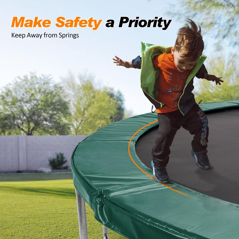 Exacme Trampoline Pad 16 15 14 12 10 8 FT, Waterproof Safety Spring Cover Round Frame Pad, No Hole for Pole, Trampoline Replacement Accessories (Blue, 14FT)