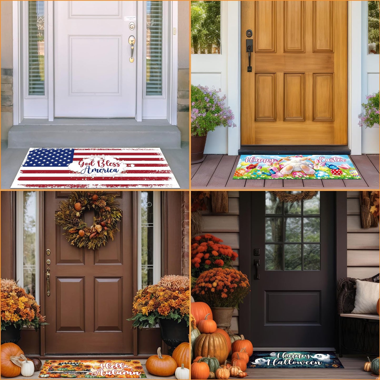 Tangren 12Pcs Doormat Inserts Seasonal Entrance Doormats Interchangeable Welcome Doormats Welcome Mat Outdoor for Fall Christmas Front Door Outdoor Indoor 22in x 10in All Season and Holiday