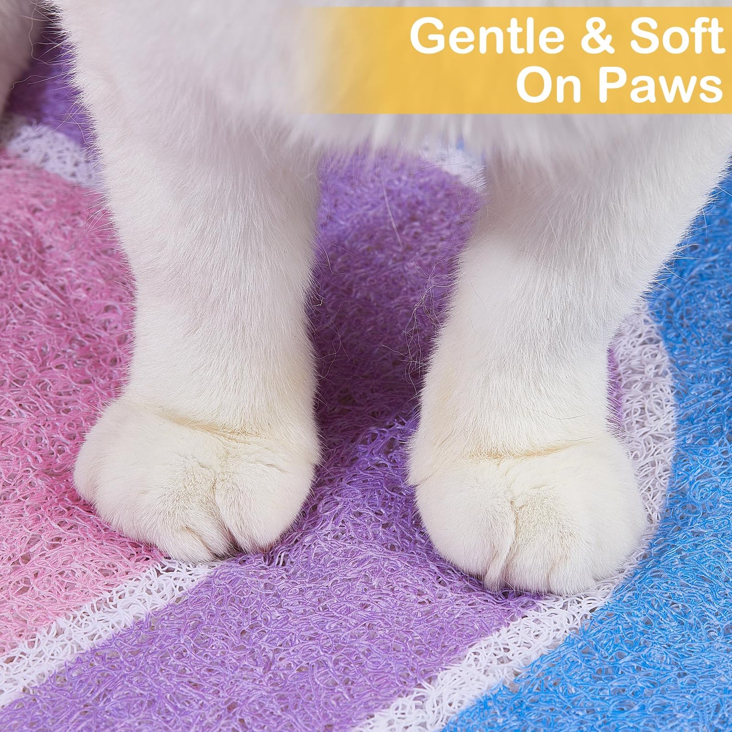 Unicorn Catcher Cat Litter Mat Quality Litter Box Mat Large Non-Slip Cat Litter Mat Litter Trapping Mat Soft Kitty Litter Mat Compatible Two Litter Boxes Cat Products Easy to Clean,Rainbow,L