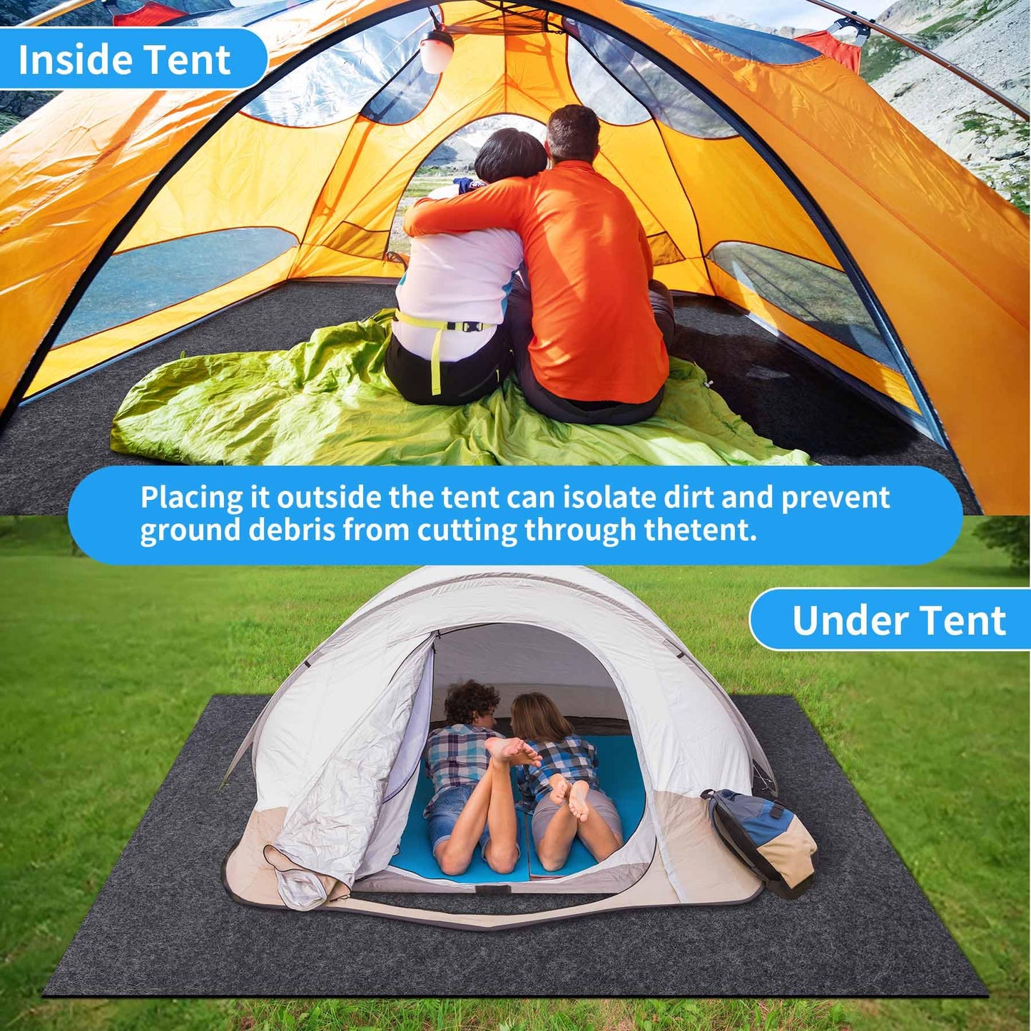 BREENHILL Camping Tent Carpet Mat, (7'4" x 8'4") Inside/Outside Tent Rug,Protective Waterproof Liner Keeps You Warm & Dry, Outdoor Camping Floor Rug Accessory,Soft & Comfortable, Trimmable Material