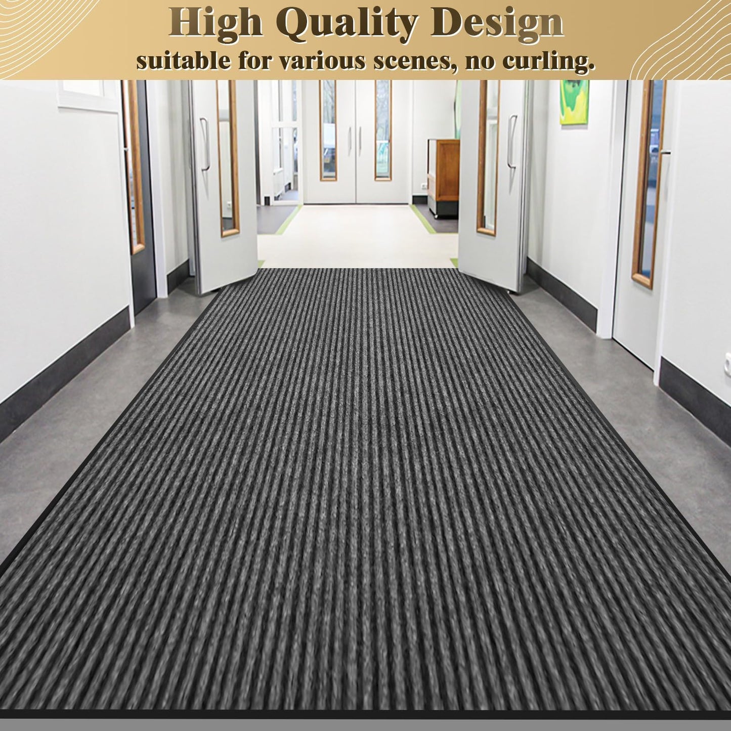 Laapee 4'x6' Extra Large Non-Slip Door Mat Rug - Heavy Duty Polyester Entryway Mat for Indoor Outdoor Covered Entrance - Stain Resistant Commercial Doormat for Home, Office Building, Mall