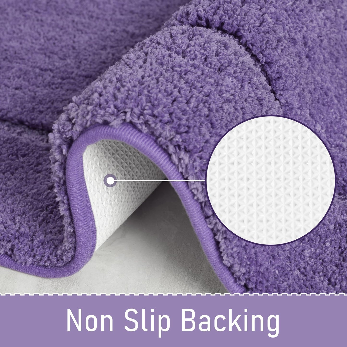 LOCHAS Bathroom Rugs, 24" x 48" Long Bath Rug, Non Slip Washable Bathroom Runner Rug Soft Thick Absorbent Bath Mat for Shower, Shaggy Plush Luxury Large Bath Rug, Purple
