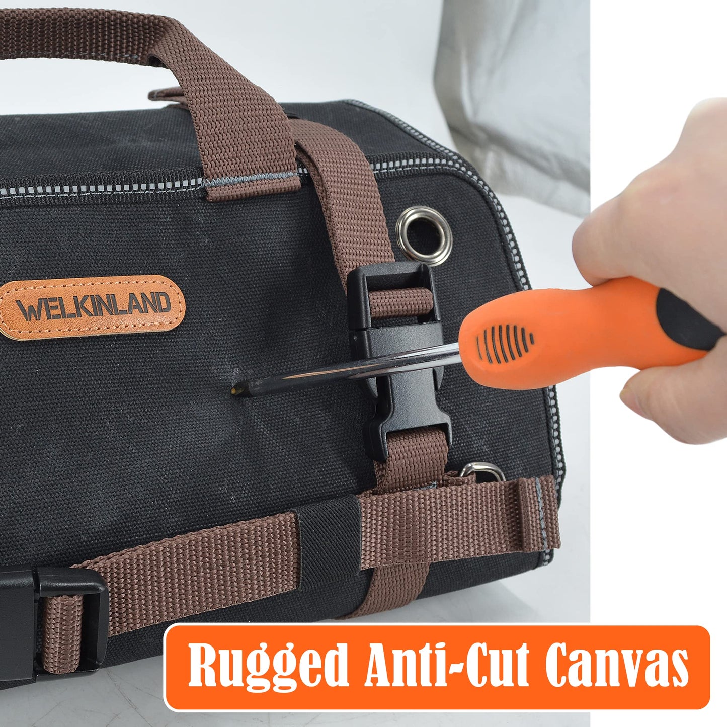 WELKINLAND Heavy-Duty Waxed Canvas Tool roll, 15-Pockets Tool Wrap Roll, 15L Tool Up Roll Bags, Tool Bag Roll, Tool roll organizer, Roll up tool bag organizer