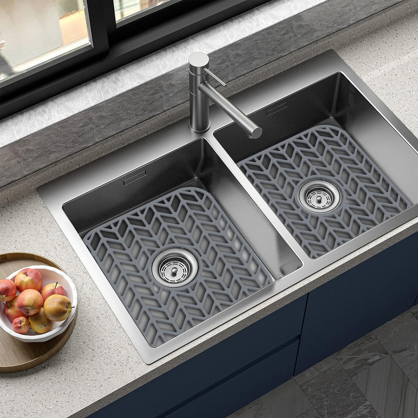 JIUBAR Sink Protectors for Kitchen Sink 12"x11"Silicone Sink mat 2pcs