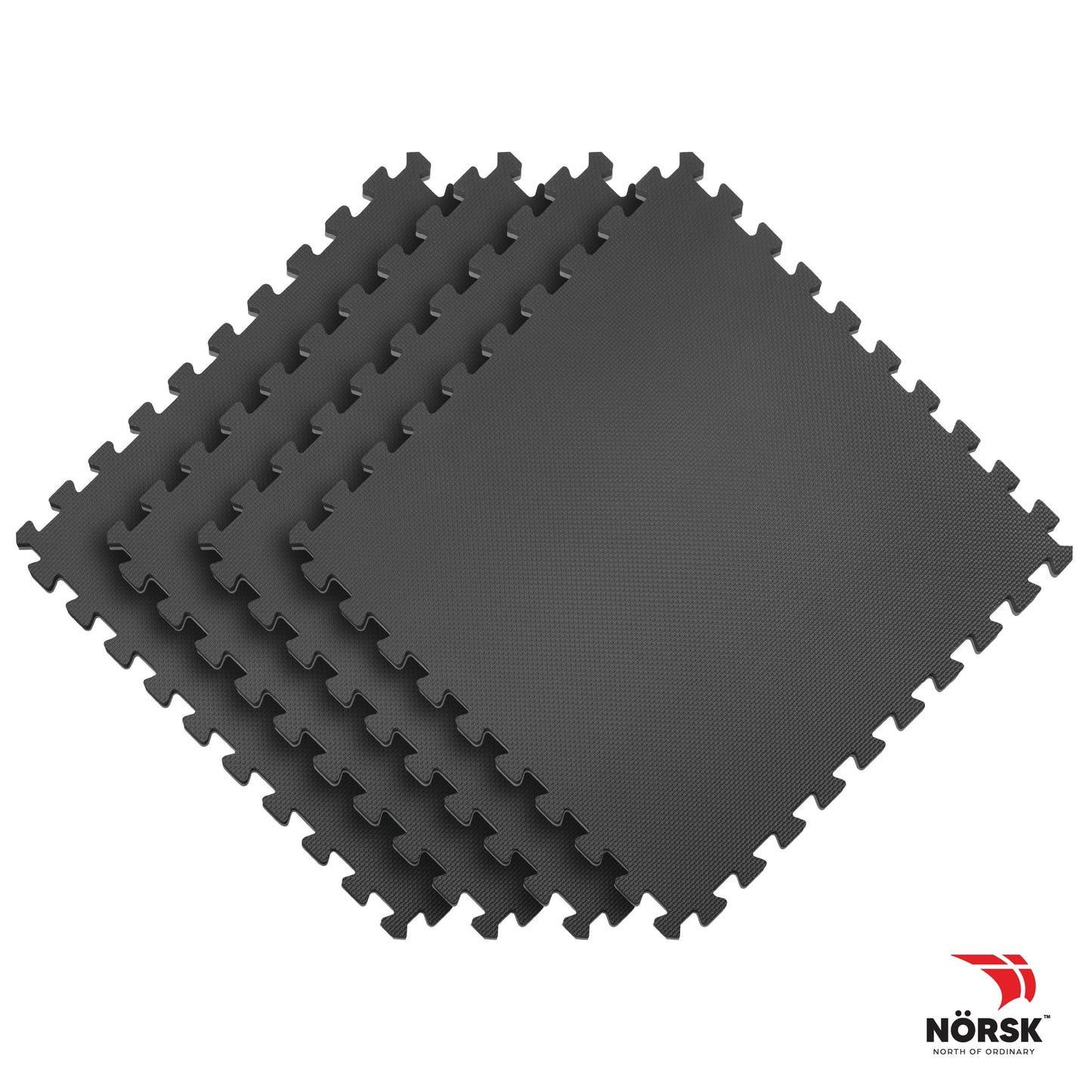 Norsk Multi-Purpose Reversible Floor Mats - EVA Interlocking Foam Tiles (Gray/Black 12 Tiles - 48 sq. Ft. 1/2" Thick)