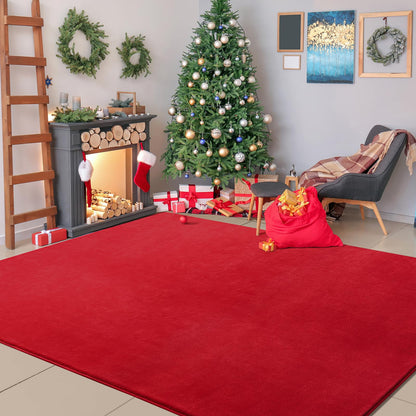 Softlife Red 4x6 Area Rug for Bedroom Living Room, Solid Non-Slip Fluffy Carpet with Soft Low Pile for Kids Boys Girls, Machine Washable Fuzzy Aethetic Rugs Home Dorm Decor