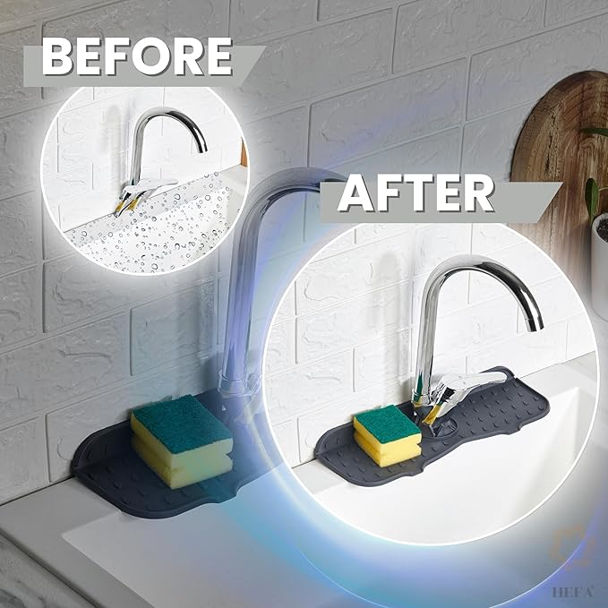 HEFA Faucet Splash Guard 14.50" x 5.50", Ø 2.45 – Silicone Faucet Mat