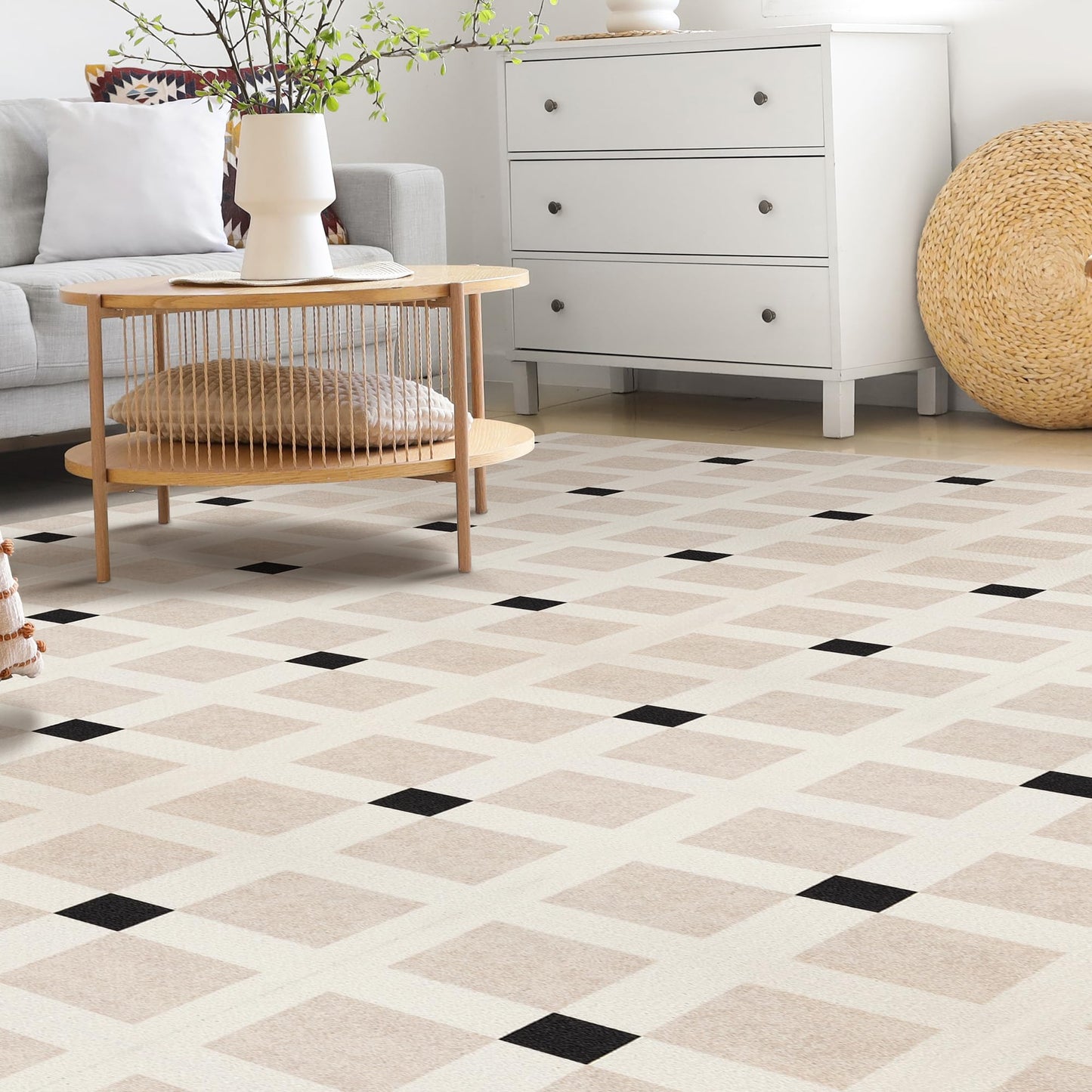 Azaeahom Carpet Tiles Peel and Stick, Squares Self Adhesive Carpet Floor Tile(15.75'' x 15.75''), Anti-Slip, Reusable, 0.38'' Thick, Carpets Easy Install DIY for Bedroom Living Room(12 Pcs)