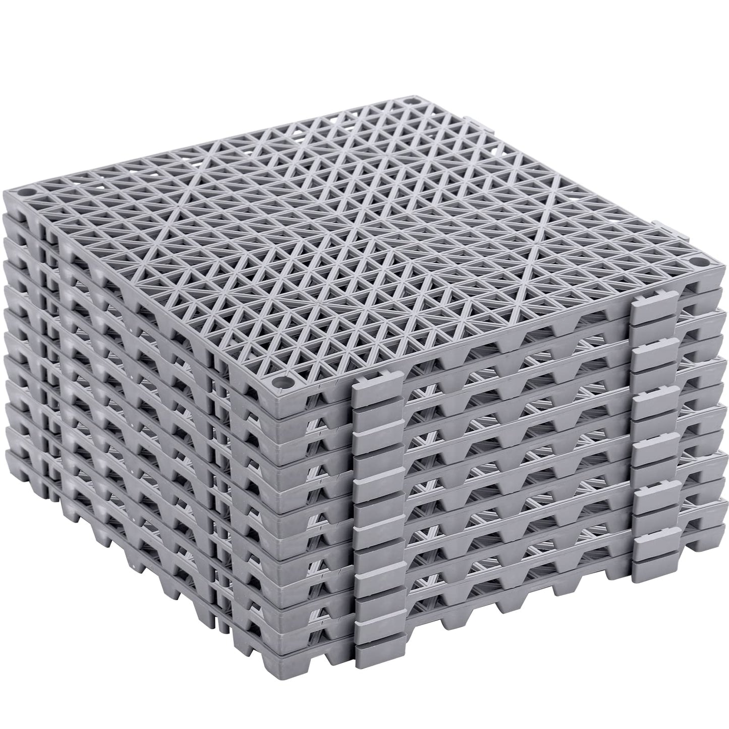 SOUJOY 12 Pieces Modular Interlocking Cushion, 11.6" x 11.6" Rubber Floor Tiles with Holes, Non-Slip Splicing Drainage Mat for Pool Shower Bathroom Kitchen Patio Balcony Yard Pet Area
