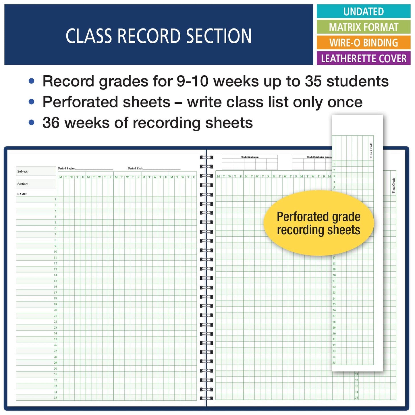 Elan Publishing Company Combination Plan and Record Book - 8 Period Teacher Lesson Planner (PR8-1035) - PR8-1035