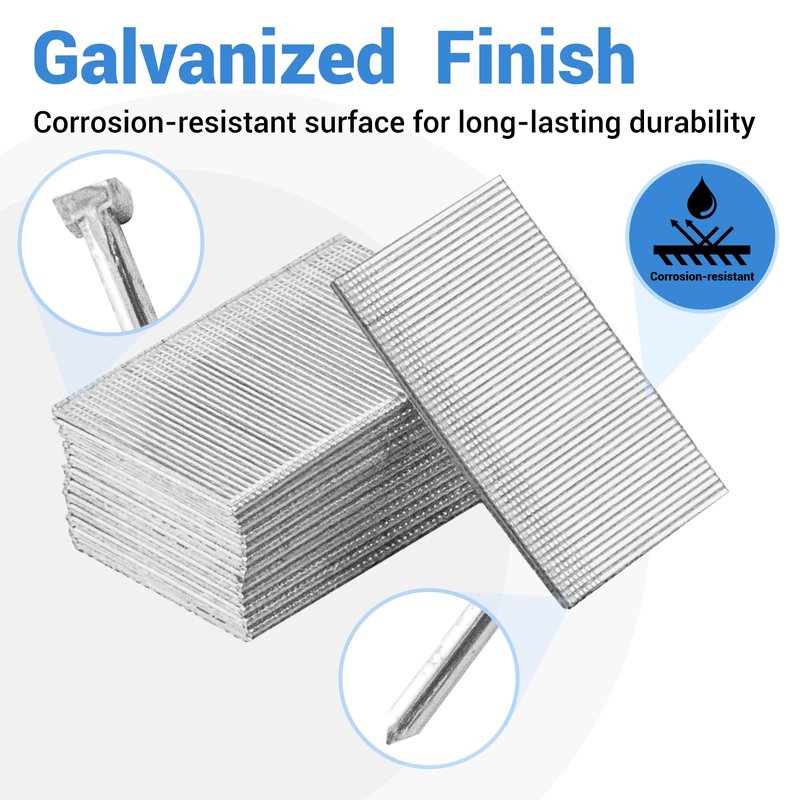 meite 16 Gauge Finish Nails 1-1/4 Inch Galvanized 16GA Straight Finish Nails for Finish Nailer on Window Casing Baseboard Crown Molding, 500PCS x 50 Boxes