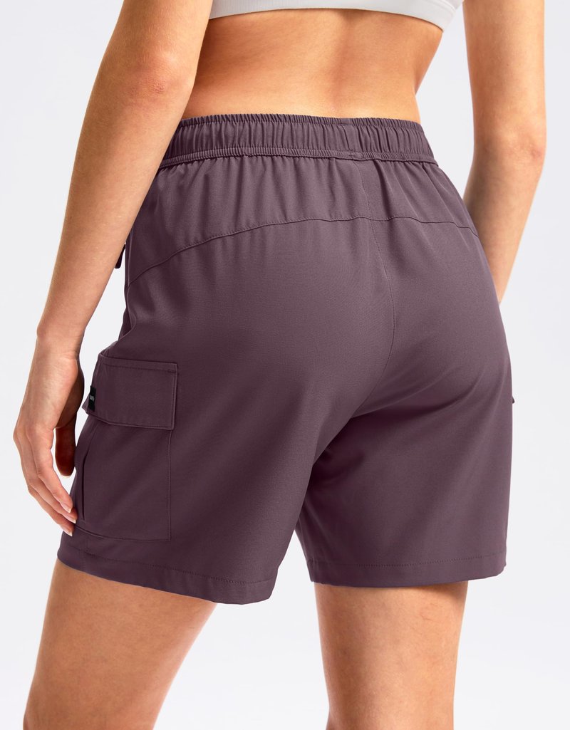 SANTINY Women's 5''/ 7''/9'' Hiking Cargo Shorts Quick Dry Lightweight Summer Shorts for Women Athletic Golf Zipper Pockets(Dusty Purple_XXL)
