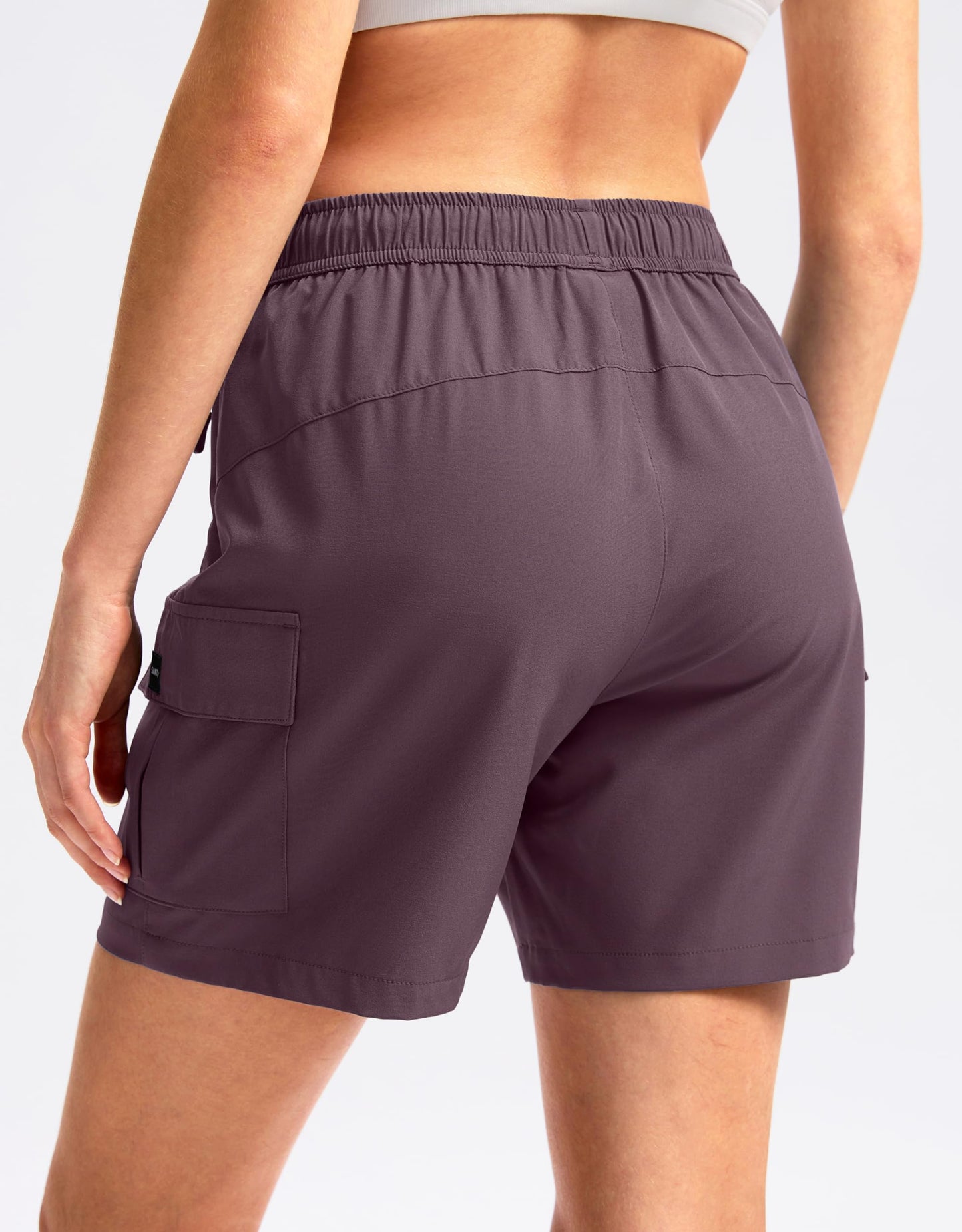 SANTINY Women's 5''/ 7''/9'' Hiking Cargo Shorts Quick Dry Lightweight Summer Shorts for Women Athletic Golf Zipper Pockets(Dusty Purple_XXL)