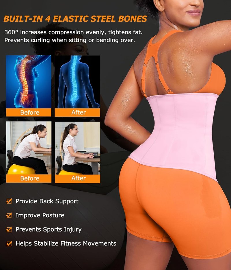 Waist Trainer for Women - Lower Belly Trimmer Corset Tummy Wrap | Sweat Belt for Effective Workouts