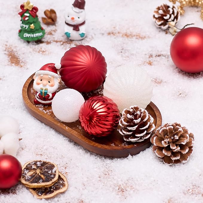 50ct Christmas Balls Ornaments for Xmas Tree, Red and White Shatterproof Christmas Tree Decorations Hanging Ball for Holiday Party Decor(1.57"-2.36")