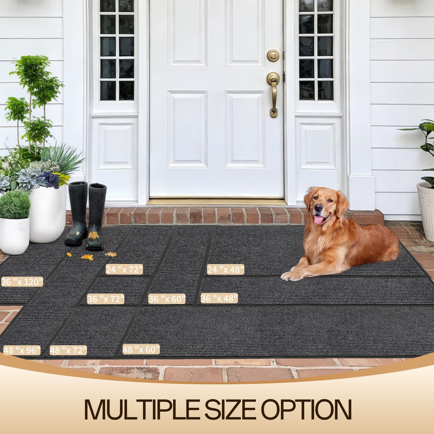 Amyracel Front Door Mat Indoor Outdoor Entrance, 48" x 72" All-Season Waterproof Doormat for Enterway, Heavy Duty Commercial Floor Mat, Fade Resistant, Rubber Back, Low Profile, Easy Clean
