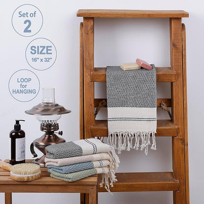 Evelynen Turkish Hand Towels for Bathroom & Kitchen Towels Decorative Set of 2