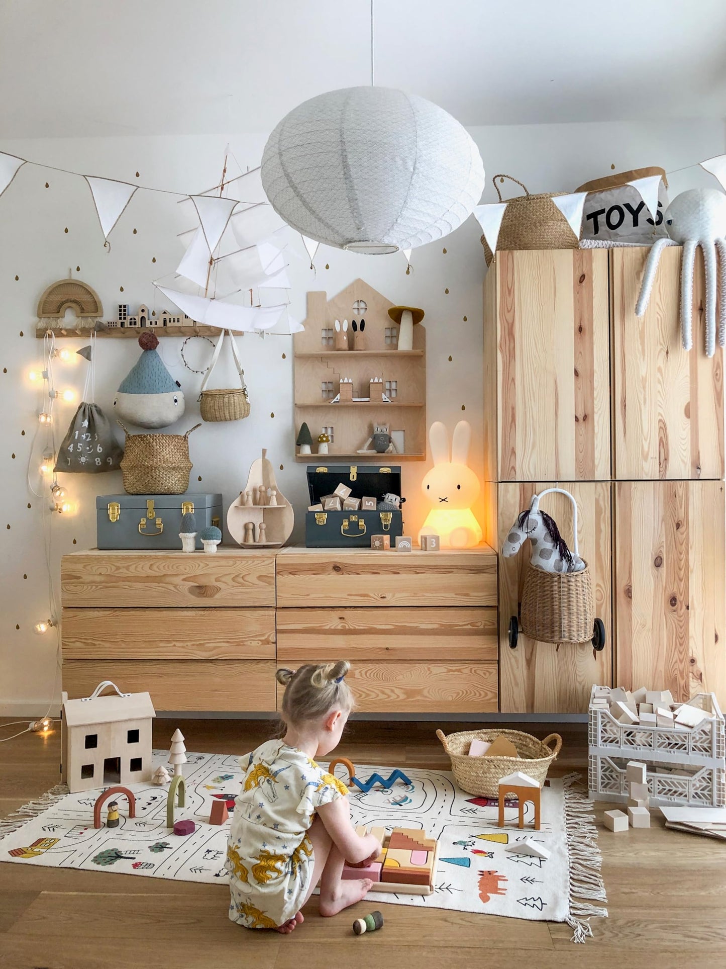 Hand-Woven Organic Cotton Kids Play Rug (59 x 35 inches) – City Road Map Design, Non-Toxic & Eco-Friendly Nursery Playroom Carpet, Soft Scandinavian Style Mat