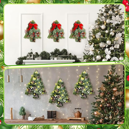 6 Pcs 13 Inch Christmas Wreath Christmas Tree Wire Wreath Metal Frame Xmas Garland DIY Craft for Holiday Wall Porch Home Decoration Front Door Chair Fireplace Hanging Decor Xmas Tree
