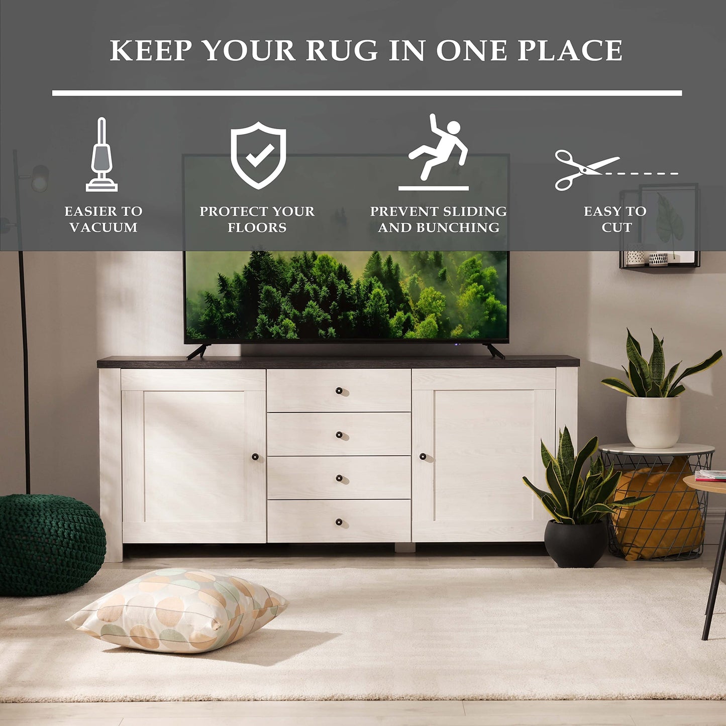 Superior Area Rug Pad, Non-Slip, Non-Skid, Floor Protector, Table Runner, Hardwood and Tile Floors Padding, Washable, Place Mats, Gripper Mat, Slide Stoppers, Rubber Rug Grip, 2' x 3', Cream