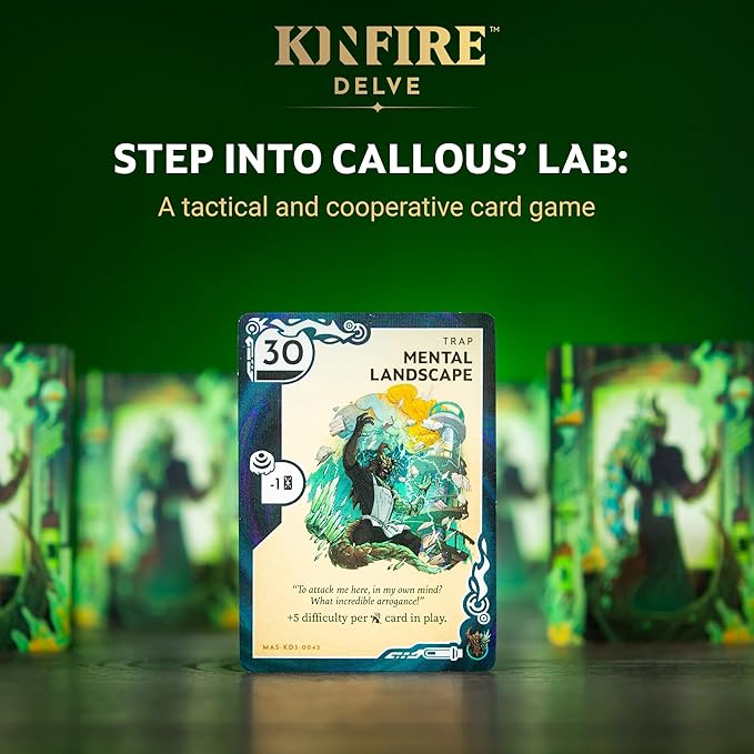 Kinfire Delve: Callous’ Lab – Tactical Solo or 2-Player Card &amp Dice Game Puzzle-Focused Adventure with Replayable Depths Ages 14+ 60+ Min Gameplay (Part of the Kinfire Universe: 5 Standalone Ga