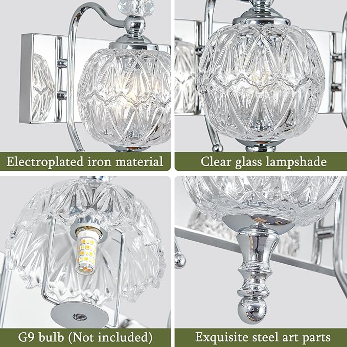 Modern Crystal Bathroom Vanity Lights Fixtures Over Mirror Chrome Vintage 4-Lights 28 Inch Bathroom Light Fixtures Glass Crystal Vanity Lights