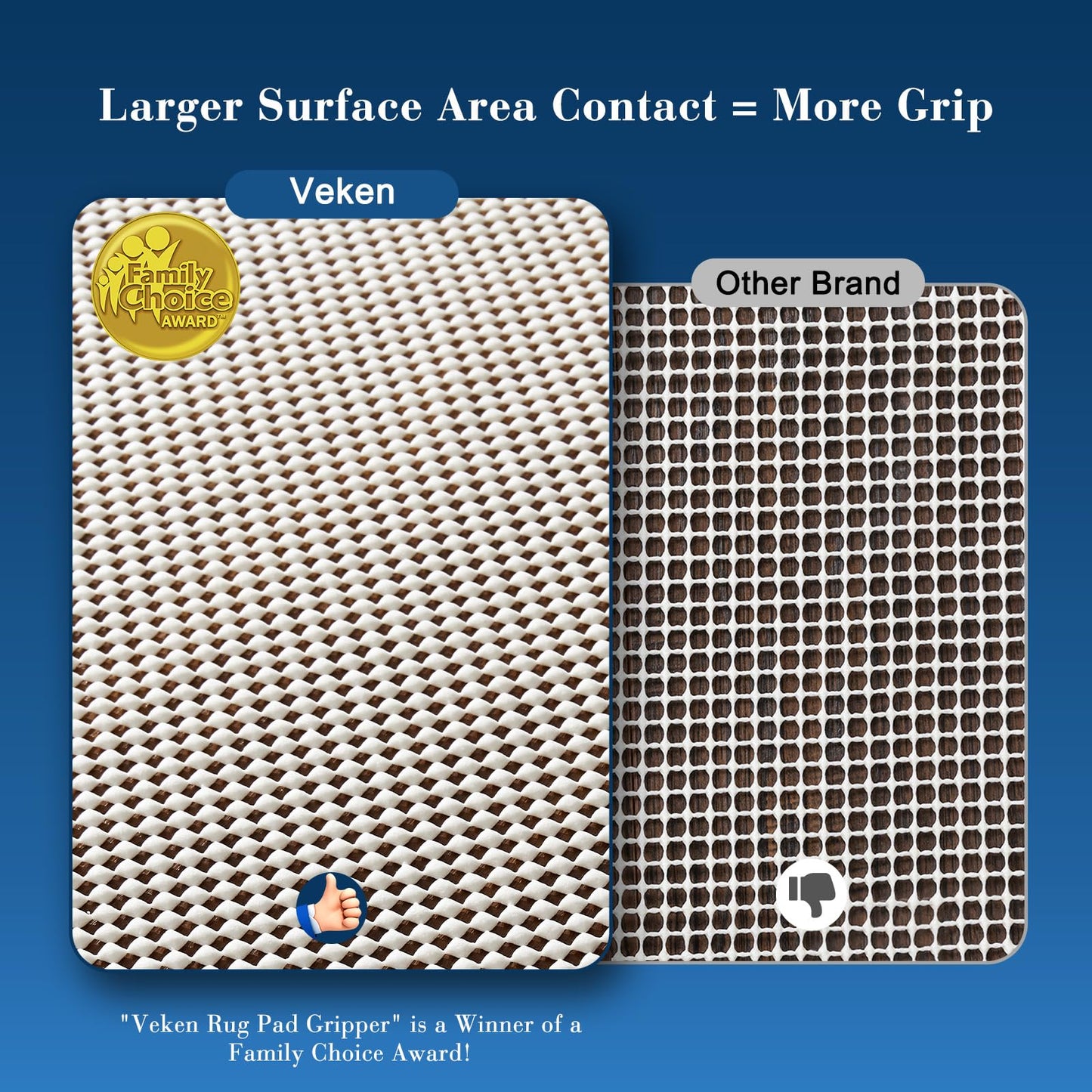 Veken 5x7 Ft Rug Pad Gripper for Hardwood Floors, Non Slip Rug Pads for Area Rugs, Thick Rug Grippers for Tile Floors, Under Carpet Anti Skid Mat, Keep Your Rugs Safe and in Place