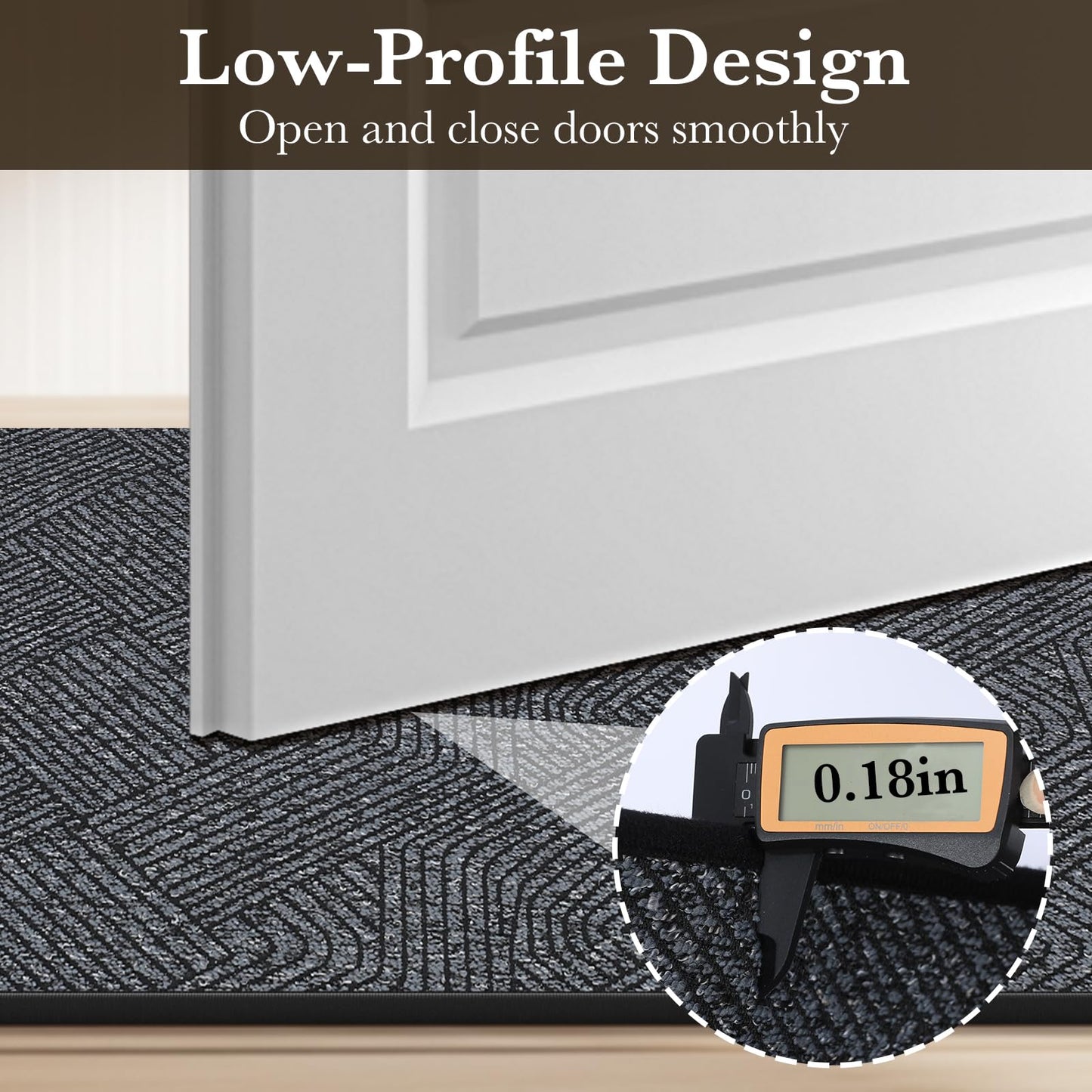 Naoloture Indoor Door Mat 30"x47" Large, Low-Profile Welcome Front Door Mat Indoor Entrance, Non Slip Rubber Backing Inside Doormat Washable Entryway Mat Dirt Trapper & Absorbent, Dark-Grey/Black