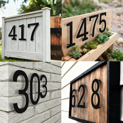 3" 4" 5" 6" 8" Stainless Steel Floating House Numbers, Metal House Numbers for Outside, Modern Address Number, Black Door Number for Mailbox, Garden, Yard, Apartment (4" 1)