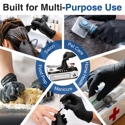 Schneider Medical Black Nitrile Exam Gloves, Box of 300, Latex Free & Powder Free Disposable Gloves, for Medical, Food Prep & Cleaning, Medium