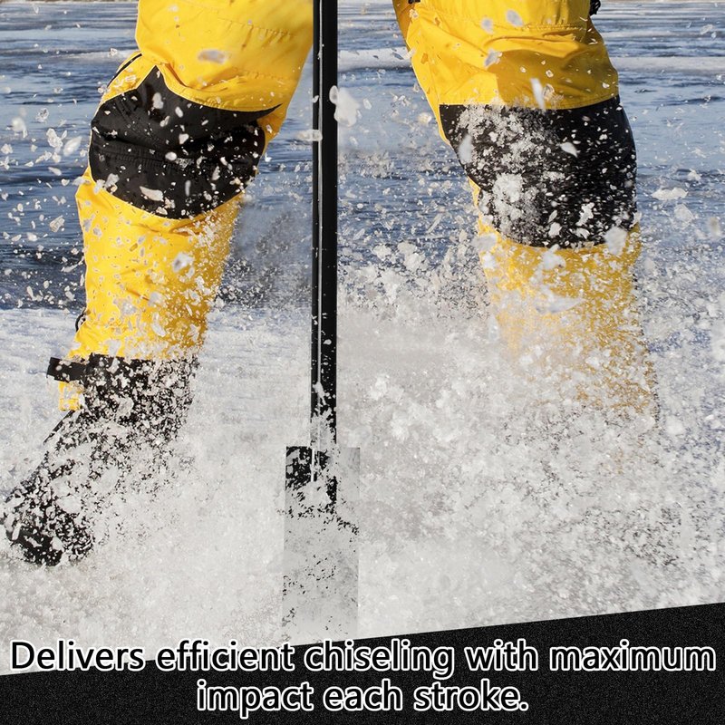 WILLBOND 51.2 Inch Multi-Faceted Ice Chisel with PVC Handle Head Design Ice Picks for Breaking Fishing (Black)