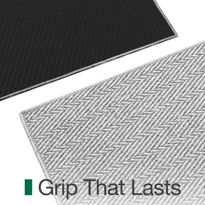 LUMI Ultra Thin Indoor Door Mat for Entrance 24"x36", Non Slip Entryway Mat, Low Profile Doormat, Unique Herringbone Design Carpet for Inside, Patio, Porch, Gray