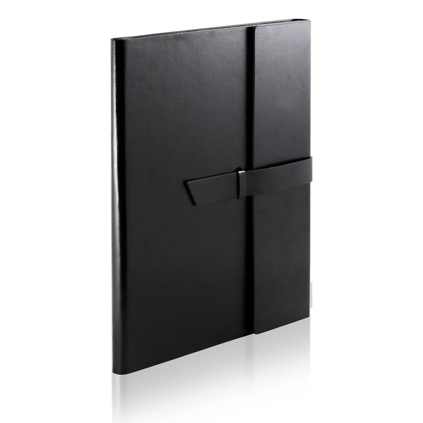 Gallaway Leather Padfolio Portfolio Folder – Slim Portfolio Folio Organizer Holder for Letter Legal A4 Note Pads Notebooks for Men Women Refillable Business Leather Portfolio Binder, Black