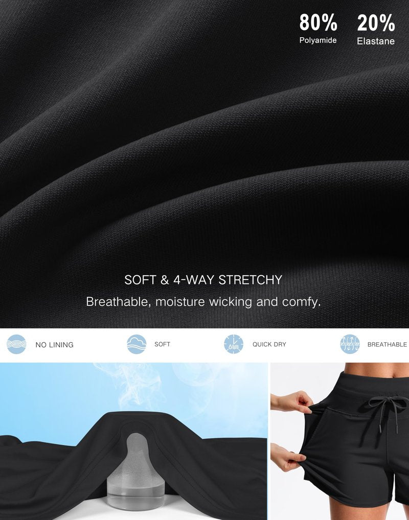 Soothfeel Women's Athletic Running Shorts with Pockets 3.5"/ 5" Quick Dry High Waisted Workout Active Gym Shorts for Women