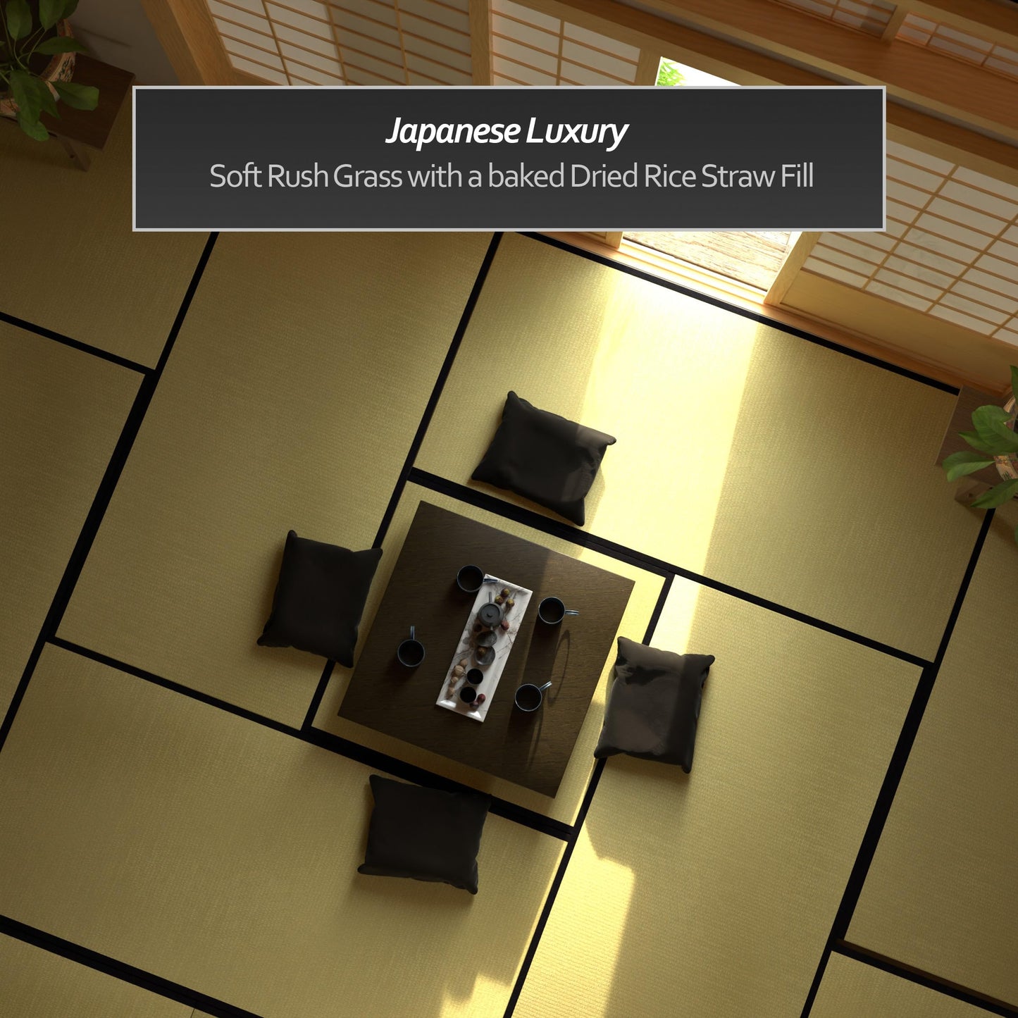 Red Lantern 3' x 3' Half Size Tatami Mat