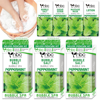 Pedicure Kit Foot Soak Set: Bubble Salt, Sugar Scrub, Massage Mask, Massage Lotion in a Box, 4 Step Foot Spa Kit for Dry Feet,Tired Feet（3 Set Tropical Fruit)